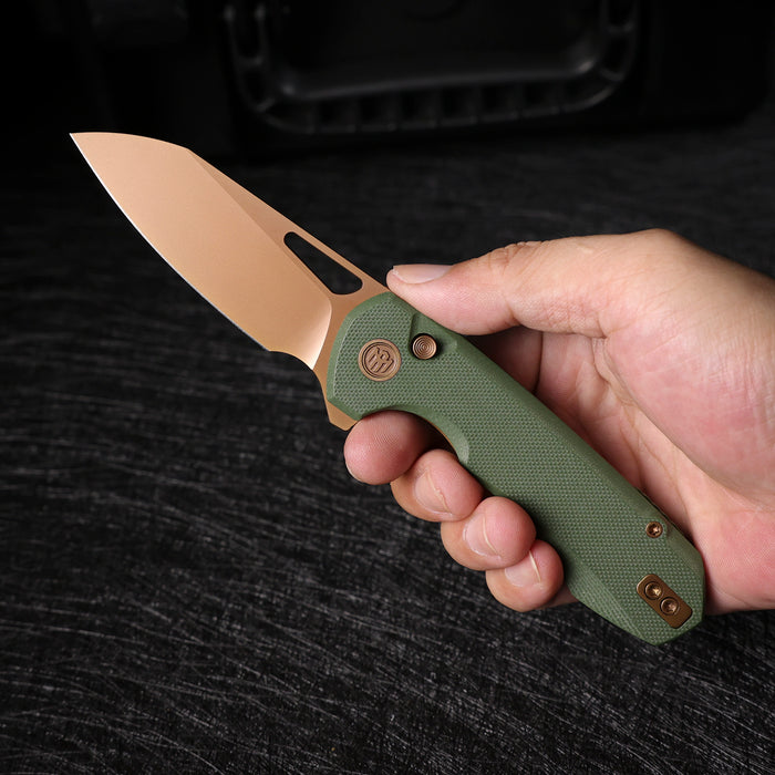 Remette RTCMLD RT-Camel (14C28N, Sheepsfoot, Titanium Plated, G10, Button Liner Lock) Folding Pocket Knife