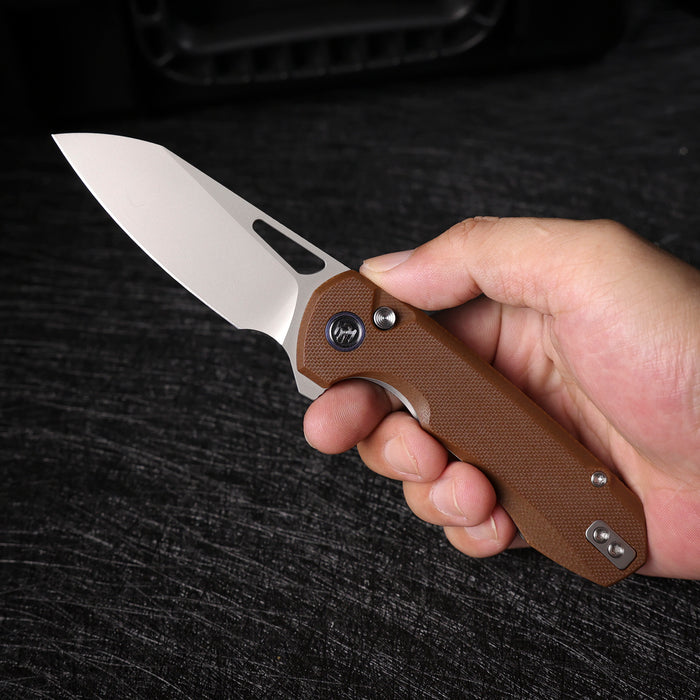 Remette RTCMLC RT-Camel (14C28N, Sheepsfoot, Ceramic Sandblasted, G10, Button Liner Lock) Folding Pocket Knife