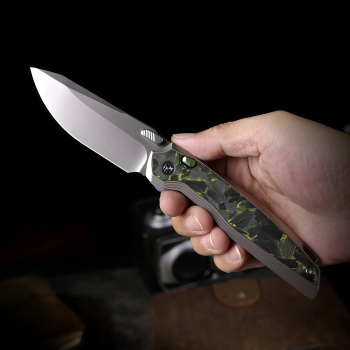REMETTE ONEA4 RT-ONE (M390, Drop Point, Manual Fine Grinding Pearlescent Surface Effect, Titanium + Carbon Fiber) Folding Knife