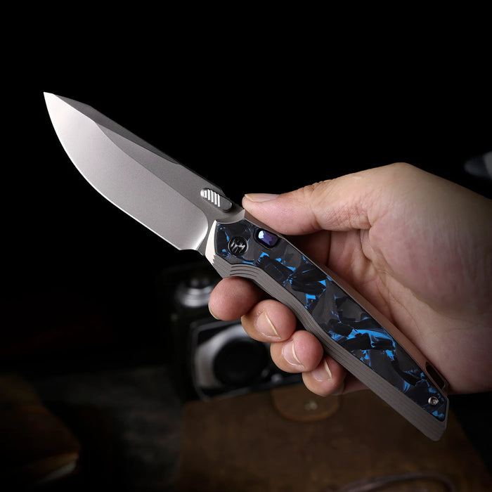 REMETTE ONEA2 RT-ONE (M390, Drop Point, Manual Fine Grinding Pearlescent Surface Effect, Titanium + Carbon Fiber) Folding Knife