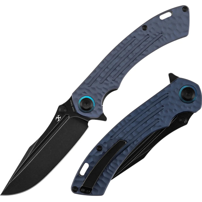 Kansept K1032A6 Pretatout (CPM S35VN, Drop Point, Blackwash, Purple Aluminum with Rock Texture) Folding Knife