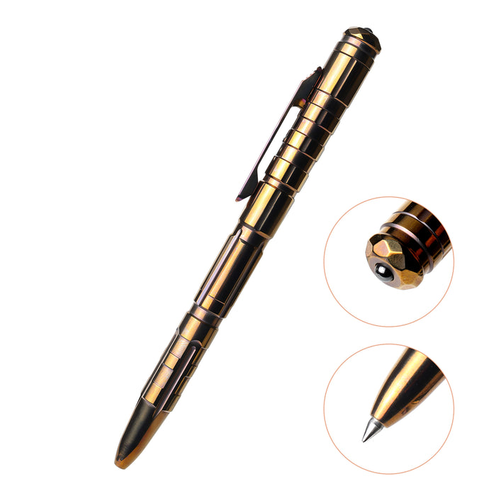 REMETTE RT-TP1G Tactical Slide Click Pen (Bronze Titanium, Glassbreaker) Tactical Pen
