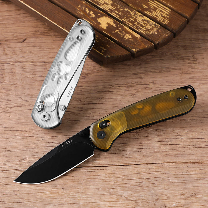 Kizer V3790A2 Buddy II (AEB-L, Satin, Acrylic, Drop Point) Pocket Knife