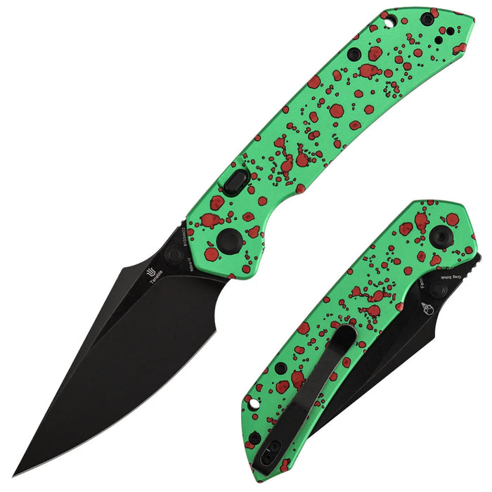 Tenable B1034H22 Fenrir (Nitro-V, Blackwash, Harpoon, Green Aluminum with Zombie Blood) Pocket Knife