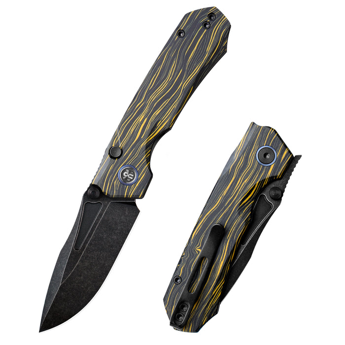 REMETTE RNGC3 RT-Rhino (14C28N, Black, Stonewashed, Drop Point, G10, Yellow/Black) Folding Knife