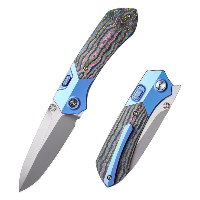 Remette RTPT-UC RT-Meteor (M390, Drop Point, Pearlescent, Titanium & Carbon Fiber, Button Liner Lock) Folding Pocket Knife