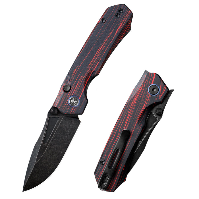 REMETTE RNGC2 RT-Rhino (14C28N, Black, Stonewashed, Drop Point, G10, Red/Black) Folding Knife