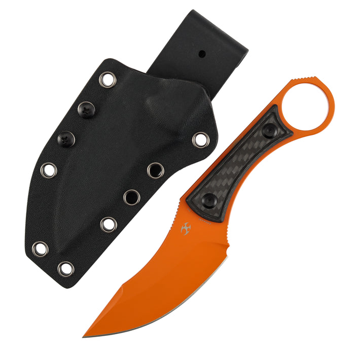 Kansept G004A92 Niko (D2, Clip Point, Orange, Carbon Fiber, Sheath) Fixed Blade Knife