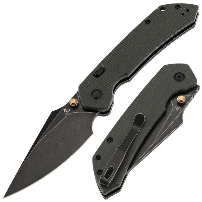 Tenable B1034H4 Fenrir (Nitro-V, Harpoon, Blackwashed, Green Micarta) Folding Knife