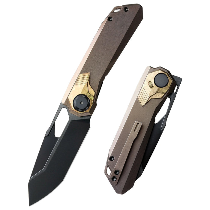 REMETTE RTT1-VNA RT-Peregrine Falcon (Vanax Steel, Reverse Tanto, Hand Grinding Pearlescent Finish Effect+DLC Surface Treatment, Titanium+Crystallized Titanium) Folding Knife