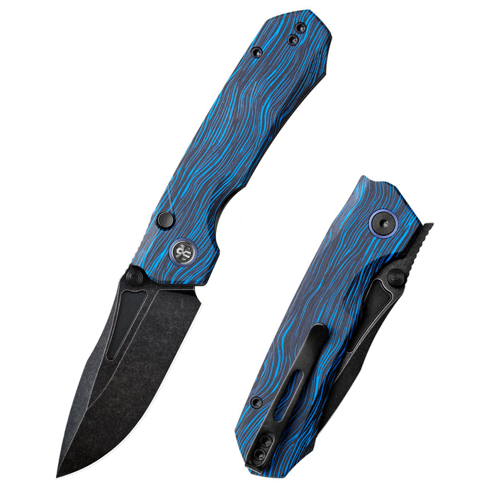 REMETTE RNGC1 RT-Rhino (14C28N, Black, Stonewashed, Drop Point, Blue/Black G10) Folding Knife