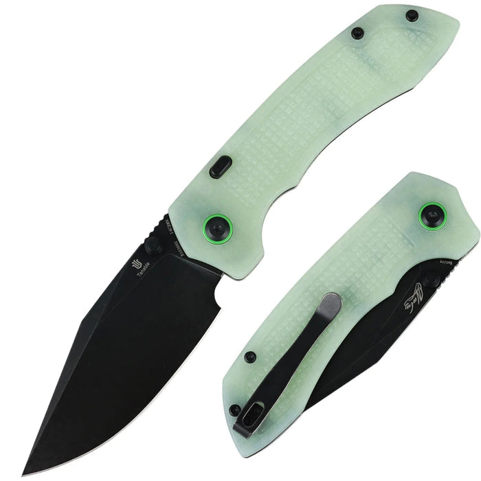 Tenable B1036H2 Entity (14C28N, Drop-point, Blackwashed, Dark Green G10) Folding Knife