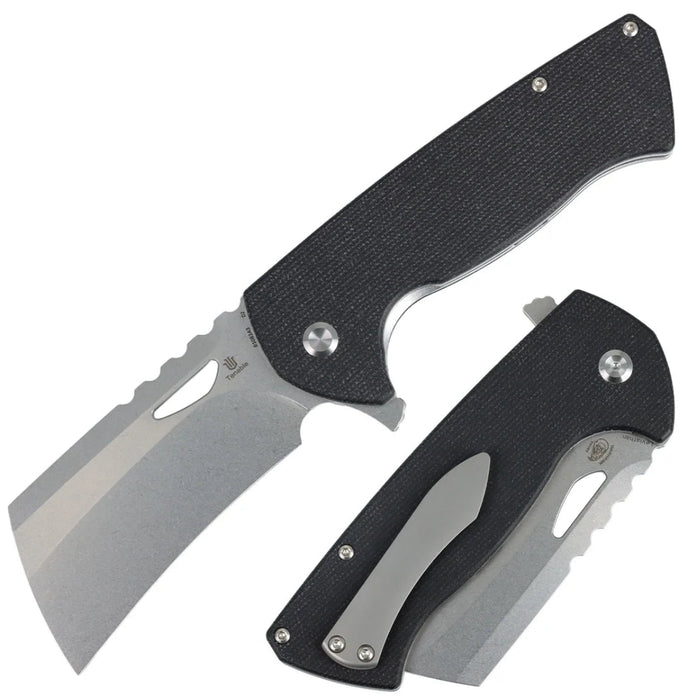Tenable B1083A3 Leviathan (D2, Hawkbill Cleaver, Stonewashed, Black Micarta) Folding Knife
