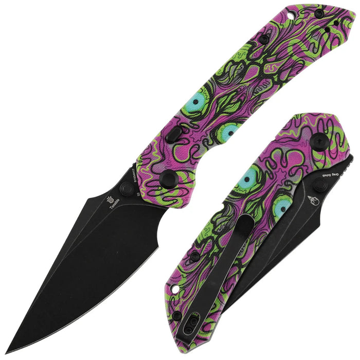 Tenable B1034H17 Fenrir (D2, Harpoon, Blackwash, Jade G10 with Purple Undead Print) Folding Knife