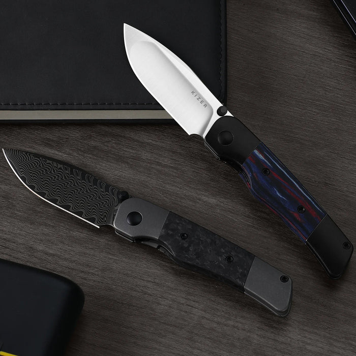 Kizer Ki3685A2 Coywolf (S45VN, Drop Point, Satin, Titanium/Wood) Pocket Knife