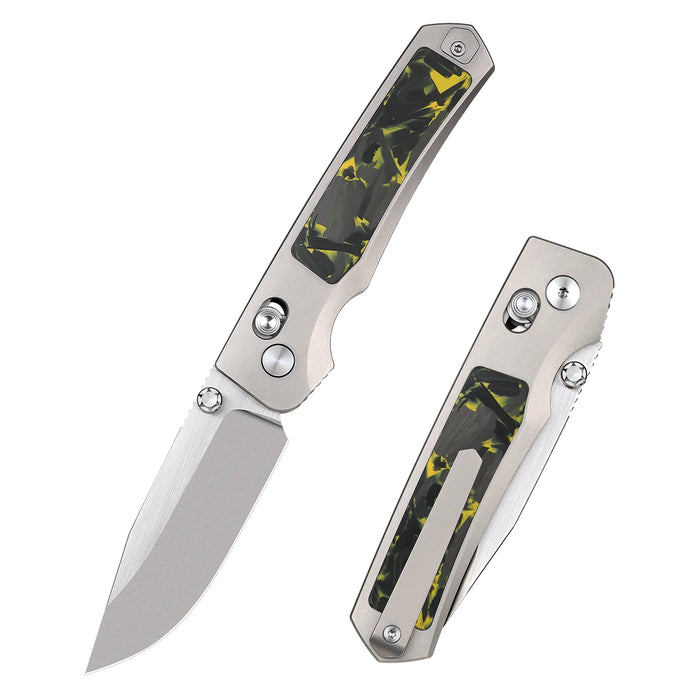 REMETTE AURA-Y RT-Aurora (M390, Drop Point, Pearlescent, Titanium/Carbon Fiber) Pocket Knife