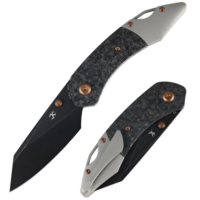 Kansept K1151A1 K9 (CPM S35VN, Blackwash, Modified Wharncliffe, Shred Carbon Fiber & Plain Titanium) Folding Knife