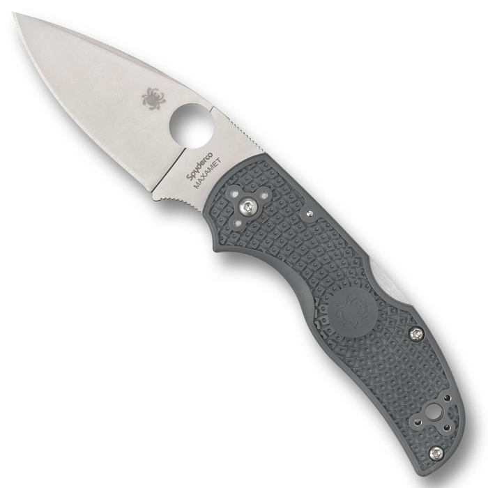 Spyderco C41PGY5 Native 5 (Maxamet, Drop Point, Satin, Gray, FRN) Lightweight Pocket Knife