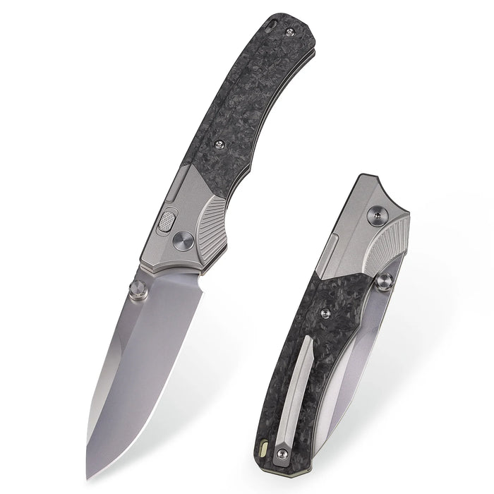 Remette WD107 (M390, Drop Point, Satin, Titanium/Carbon Fiber) Pocket Knife