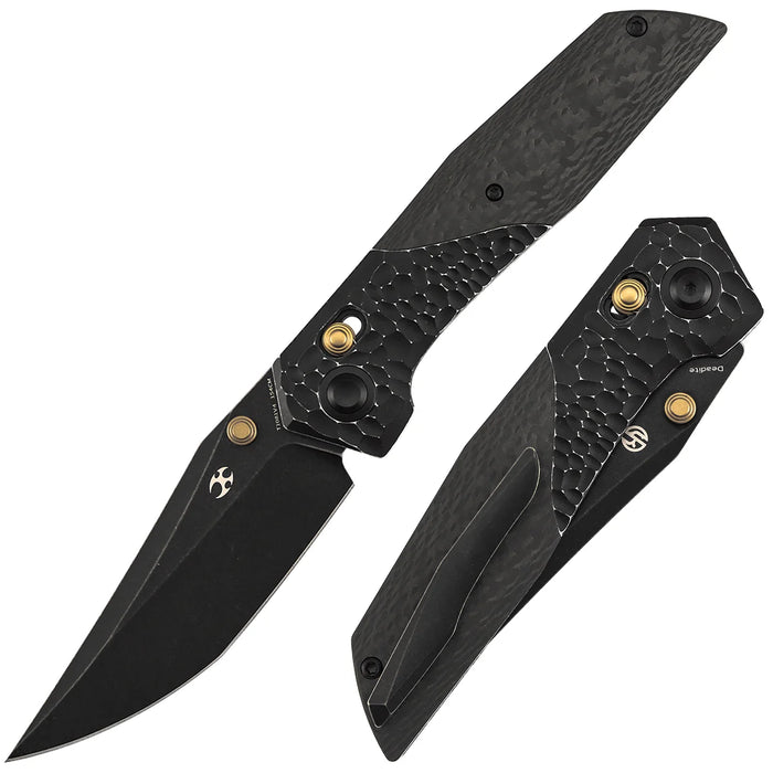 Kansept T1081V4 Deadite (154CM, Clip Point, Blackwash, Blackwash Aluminum/Twill Carbon Fiber) Pocket Knife