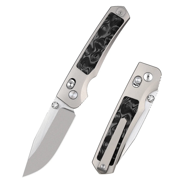 REMETTE AURA-D RT-Aurora (M390, Drop Point, Pearlescent, Titanium/Carbon Fiber) Pocket Knife