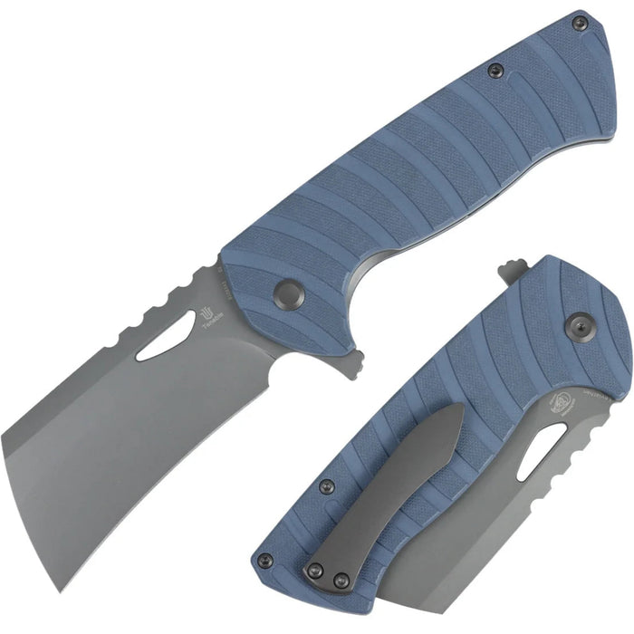 Tenable B1083A1 Leviathan (D2, Hawkbill Cleaver, Gray TiCn Coated, Slate Blue G10) Folding Knife