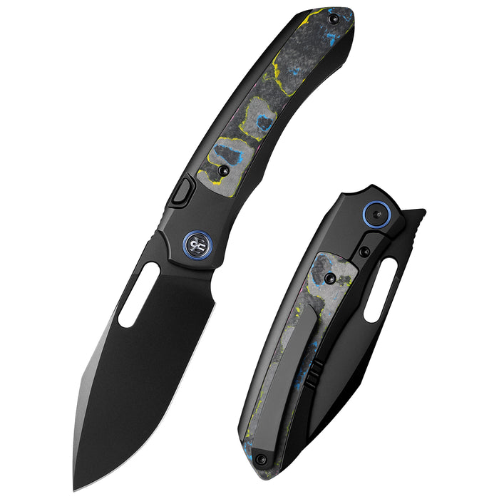 Remette ORCAURD RT-Orca (M390, Drop Point, Pearlescent DLC, Titanium & Ultimate Warrior CamoCarbon, Button Frame Lock) Folding Pocket Knife