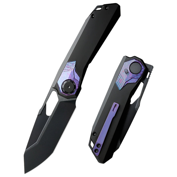 REMETTE RTT1-VNB RT-Peregrine Falcon (Vanax Steel, Reverse Tanto, Hand Grinding Pearlescent Finish Effect+DLC Surface Treatment, Titanium+Crystallized Titanium) Folding Knife