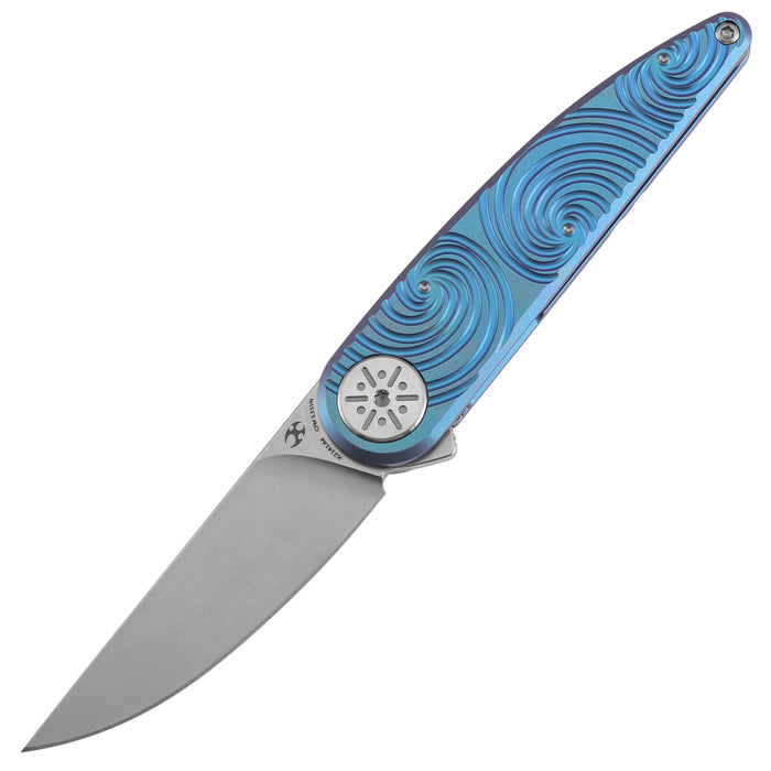 Kansept K2141A4 Symétrix (CPM S35VN, Stonewashed, Blue-Purple Anodized Titanium with Swirl Pattern) Folding Knife
