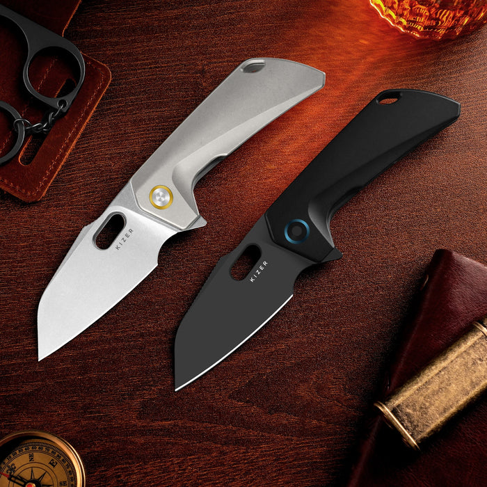 Kizer Ki3701A1 Takahe (S35VN, Sheepsfoot, Stonewashed, Titanium, Frame Lock) Pocket Knife