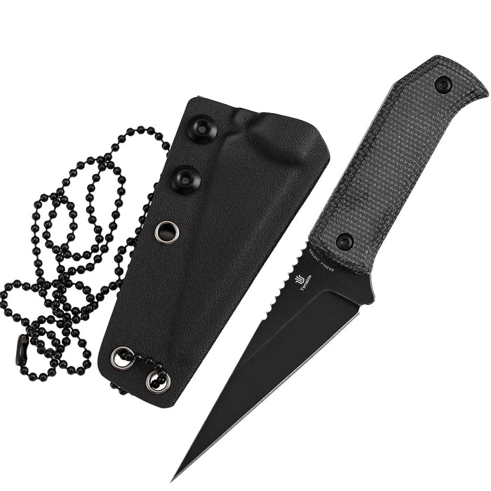 Tenable G020A4 ToothPik (14C28N, Modified Kiridashi, Blackwash, Black Micarta) Fixed Blade Knife
