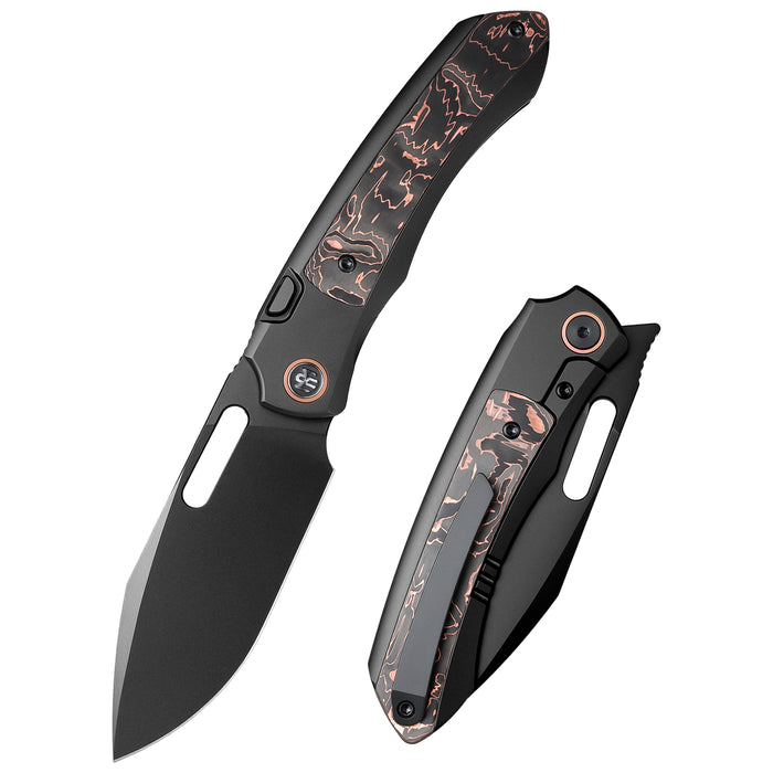 Remette ORCATB RT-Orca (M390, Drop Point, Pearlescent, Titanium & Carbon Fiber, Button Frame Lock) Pocket Knife