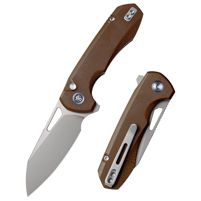Remette RTCMLC RT-Camel (14C28N, Sheepsfoot, Ceramic Sandblasted, G10, Button Liner Lock) Folding Pocket Knife