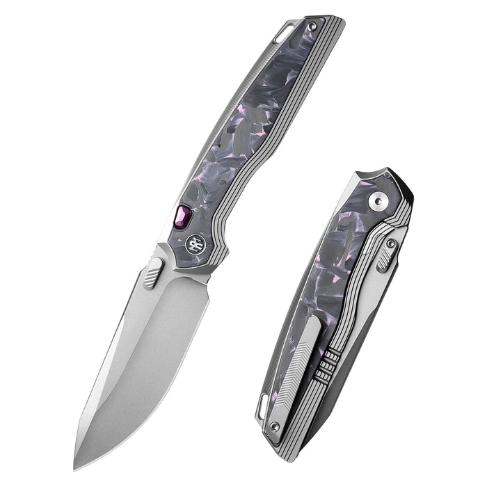 REMETTE ONEA3 RT-ONE (M390, Drop Point, Manual Fine Grinding Pearlescent Surface Effect, Titanium + Carbon Fiber) Folding Knife