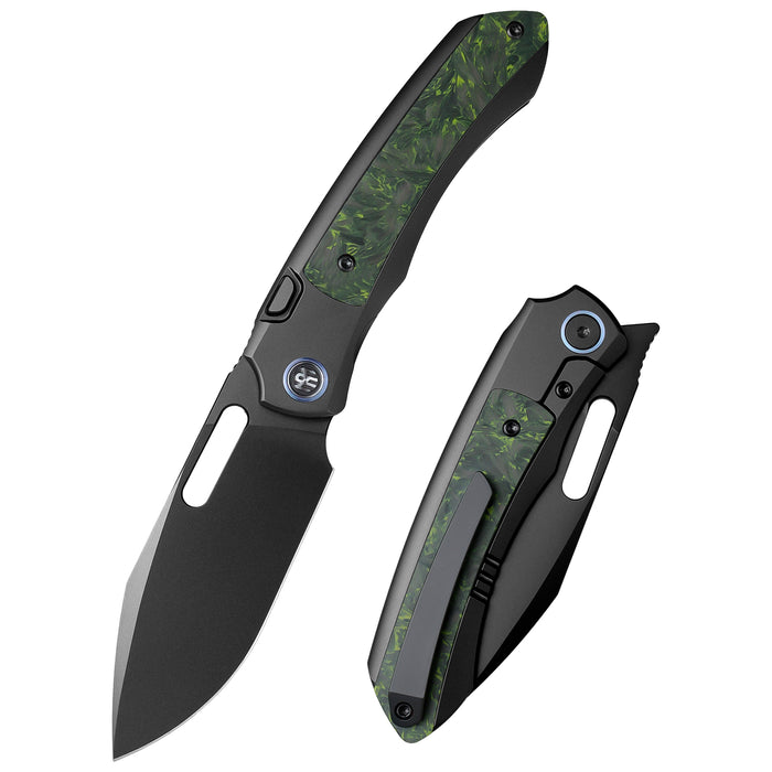 Remette ORCALS RT-Orca (M390, Drop Point, Pearlescent, Titanium & Carbon Fiber, Button Frame Lock) Pocket Knife