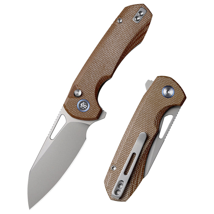 Remette RTCMLF RT-Camel (14C28N, Sheepsfoot, Ceramic Sandblasted, Micarta, Button Liner Lock) Folding Pocket Knife