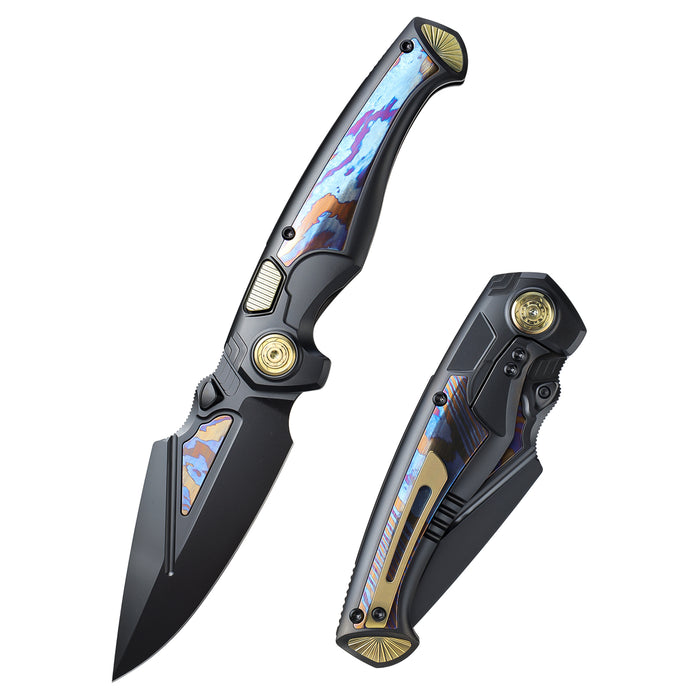 Remette SCPT-B RT-Scepter (M390, Harpoon, DLC, Titanium Timascus, Button Frame Lock) Pocket Knife