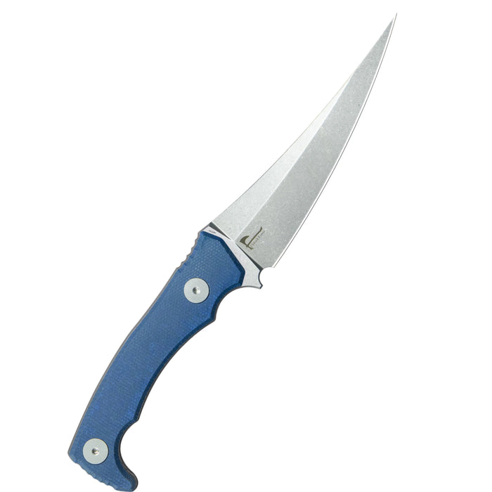 Kubey KU477C Sicarii (14C28N, Skinner, Beadblast, Blue Micarta) Fixed Blade Knife