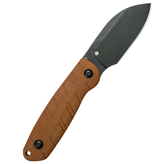 KUBEY KU455D Microburst (14C28N, Sheepsfoot, Blackwash, Brown Micarta, Kydex Sheath) Fixed Blade Knife