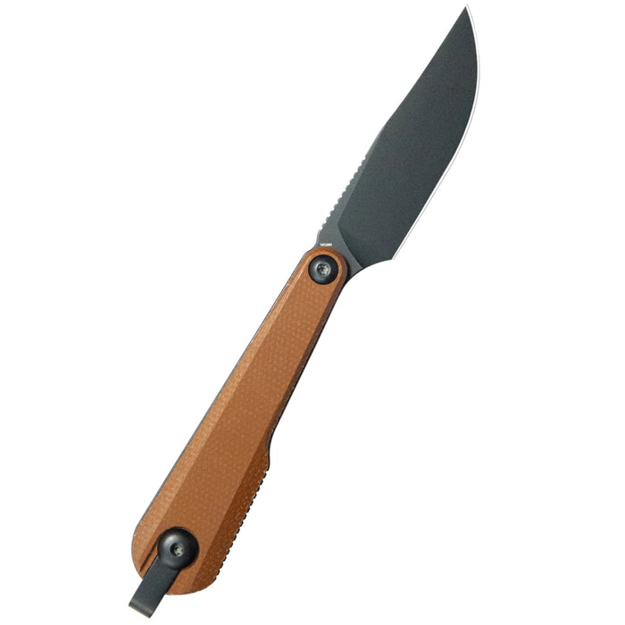 KUBEY KU451C YAG (14C28N, Drop Point, Blackwash, Brown Micarta, Kydex Sheath) Fixed Blade Knife