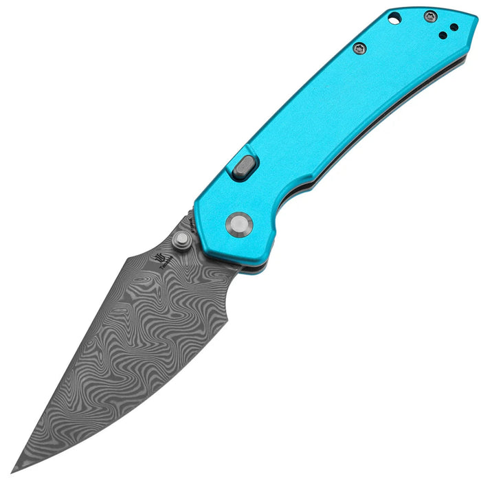 Tenable B1034H8 Fenrir (Damascus, Harpoon, Blackwash, Blue Anodized Aluminum) Folding Knife
