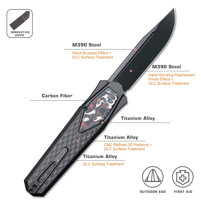 Remette ZL101B5 RT-Swordfish (M390, Clip Point, DLC, Titanium/Carbon Fiber) Gravity Knife