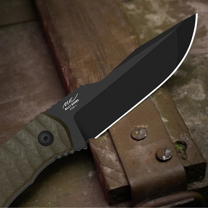 Kizer 1115A2 Billy Bones (AEB-L, Drop Point, Gray PVD, Stonewashed, G10) Fixed Blade Knife