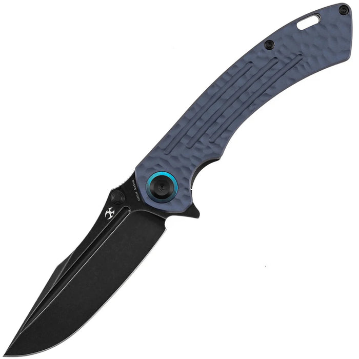 Kansept K1032A6 Pretatout (CPM S35VN, Drop Point, Blackwash, Purple Aluminum with Rock Texture) Folding Knife
