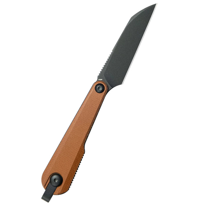 KUBEY KU450C YAG (14C28N, Sheepsfoot, Blackwash, Brown Micarta, Kydex Sheath) Fixed Blade Knife