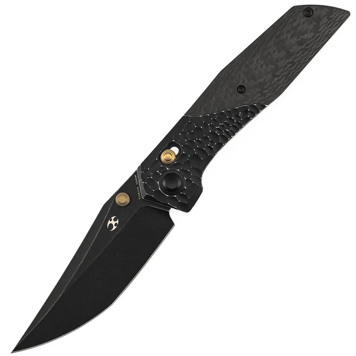 Kansept T1081V4 Deadite (154CM, Clip Point, Blackwash, Blackwash Aluminum/Twill Carbon Fiber) Pocket Knife