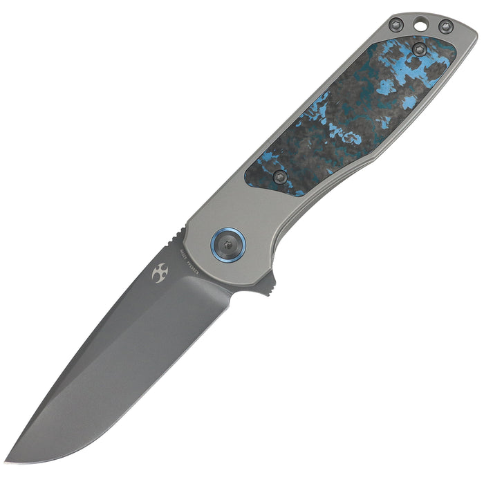Kansept K2055A4 Ptarmigan (CPM S35VN, Drop Point, Gray TiCn Coated, Beadblasted Titanium, Arctic Storm FatCarbon) Pocket Knife