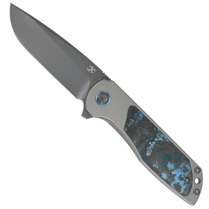 Kansept K2055A4 Ptarmigan (CPM S35VN, Drop Point, Gray TiCn Coated, Beadblasted Titanium, Arctic Storm FatCarbon) Pocket Knife