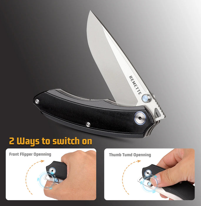 REMETTE GC103-B Wild Species (14C28N, Drop Point, G10, Black) Pocket Knife