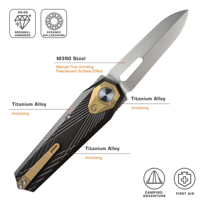 Remette RTIP-A RT-Infinite Power (M390, Dagger, Satin, Titanium) Pocket Knife